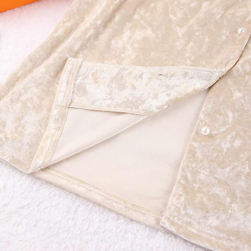 NURO Women's Long Sleeve Velvet Loungewear Set - Thick Velvet Pajama Set with Gold-Diamond Velvet Fabric, Home Wear Sleepwear for Women