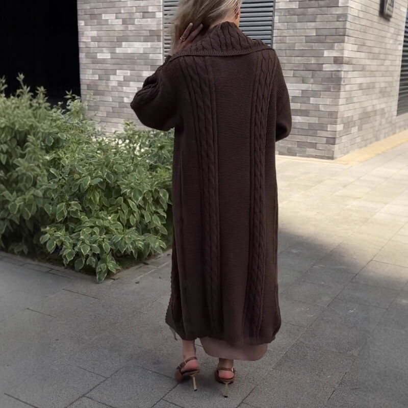 NURO Women's Longline Knit Cardigan, V-Neck Open Front Sweater Coat, Oversized Cable Knit Duster