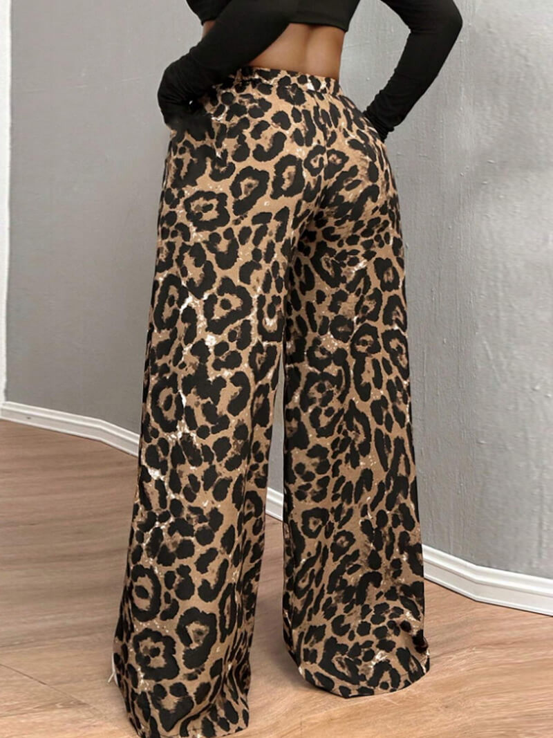NURO Women's Loose Fit Leopard Print Drawstring Lounge Pants - Soft, Lightweight, Comfortable Casual Trousers