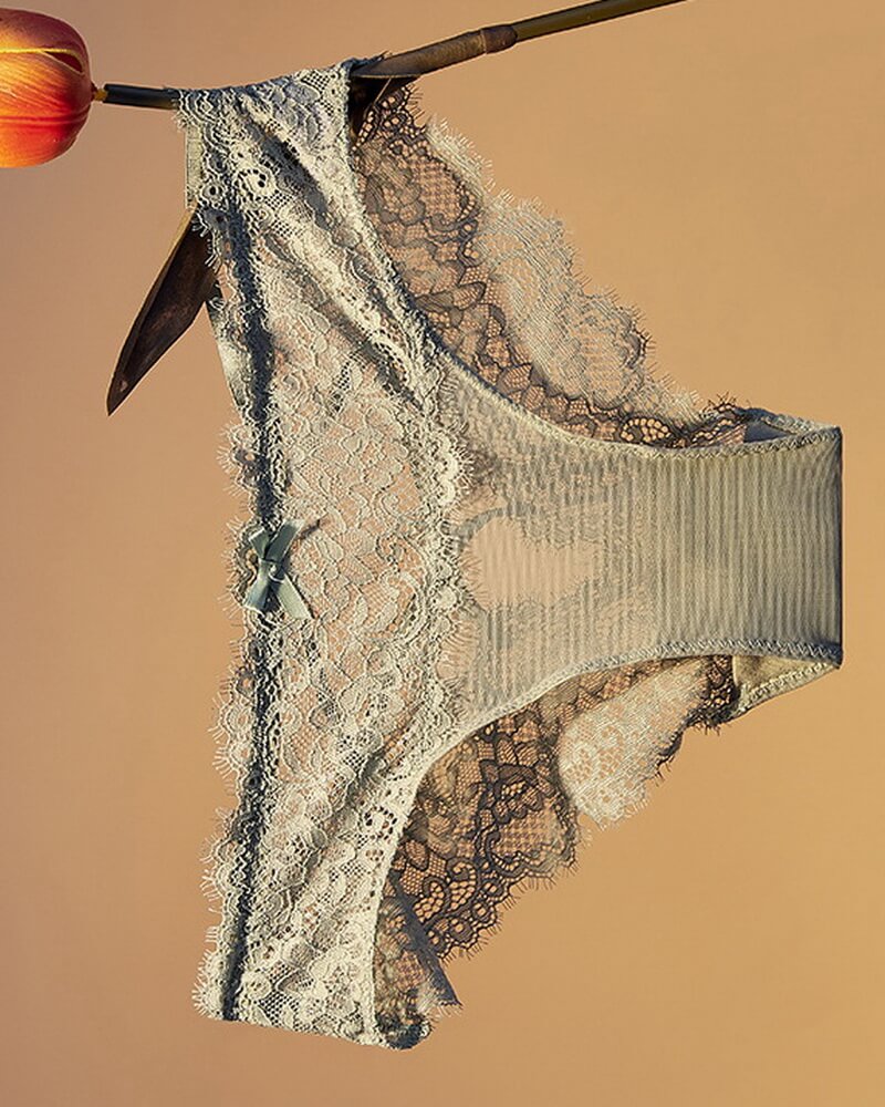 NURO Women's Low-Rise Lace Thong, Crisscross Back Floral Underwear