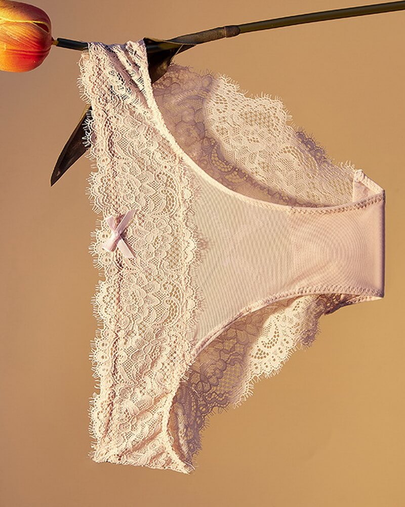 NURO Women's Low-Rise Lace Thong, Crisscross Back Floral Underwear