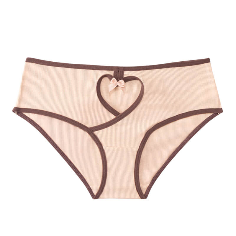 NURO Women's Low-Rise Ribbed Bow Panty, Breathable Color-Block Underwear