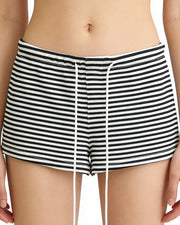 NURO Women's Low-Rise Striped Shorts, Retro Style Drawstring Hot Pants
