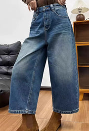 NURO Women's Low Rise Flared Leg Jeans, Winter Fleece Lined Cropped Denim Pants