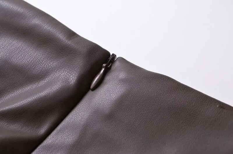 NURO Women's Low Waist Double Slit PU Mini Skirt