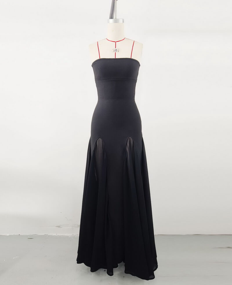 NURO Women's Mesh Panel Bandage Gown, Strapless Bodycon Evening Dress