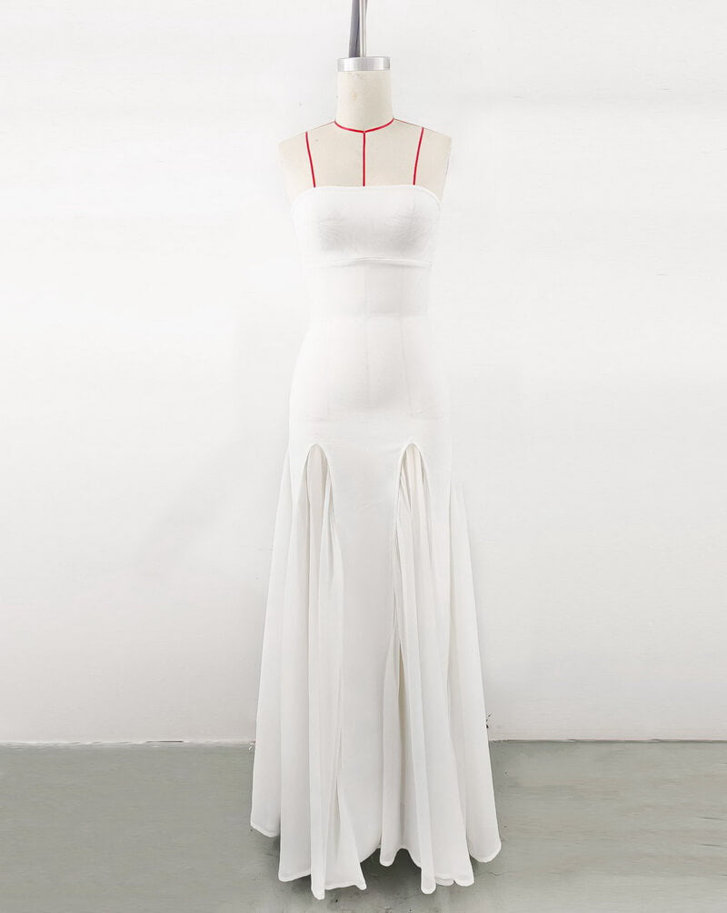 NURO Women's Mesh Panel Bandage Gown, Strapless Bodycon Evening Dress