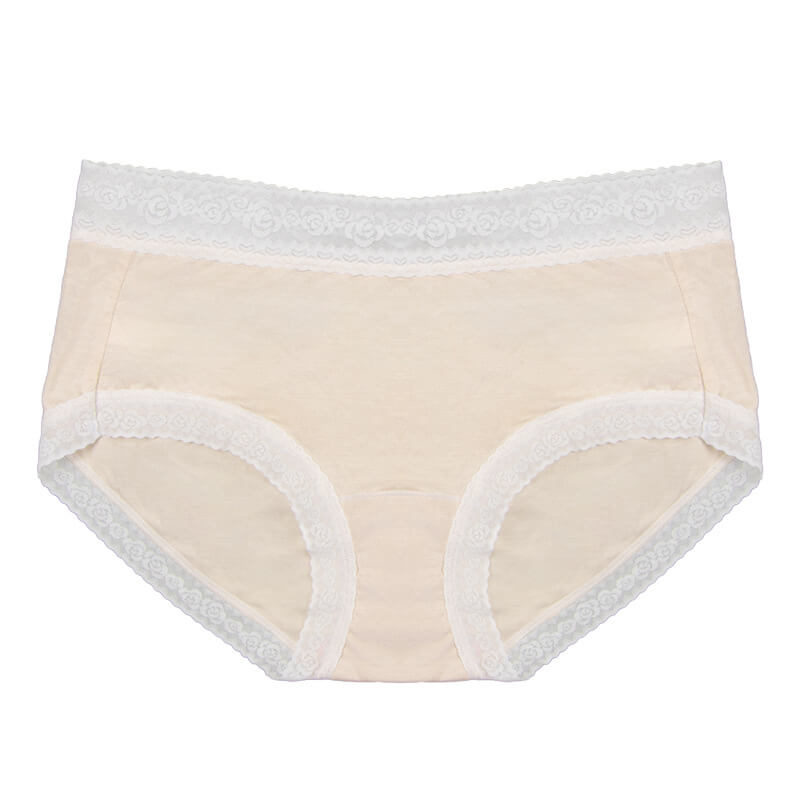 NURO Women's Mid-Rise Cotton Lace Panty, Breathable Hipster Underwear