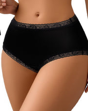 NURO Women's Mid-Rise Cotton Lace Panty, Breathable Hipster Underwear