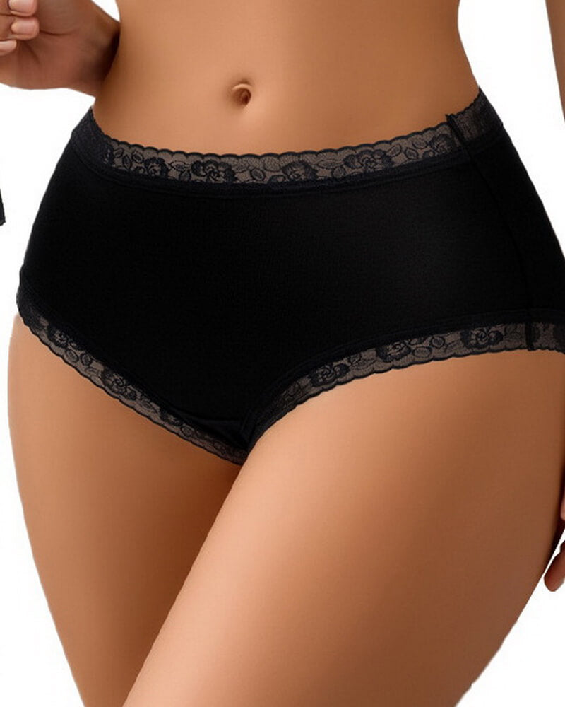 NURO Women's Mid-Rise Cotton Lace Panty, Breathable Hipster Underwear