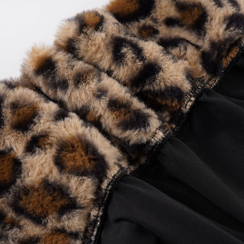 NURO Women's Milk Silk Sleeveless Top | Leopard Print Patchwork Crop Top