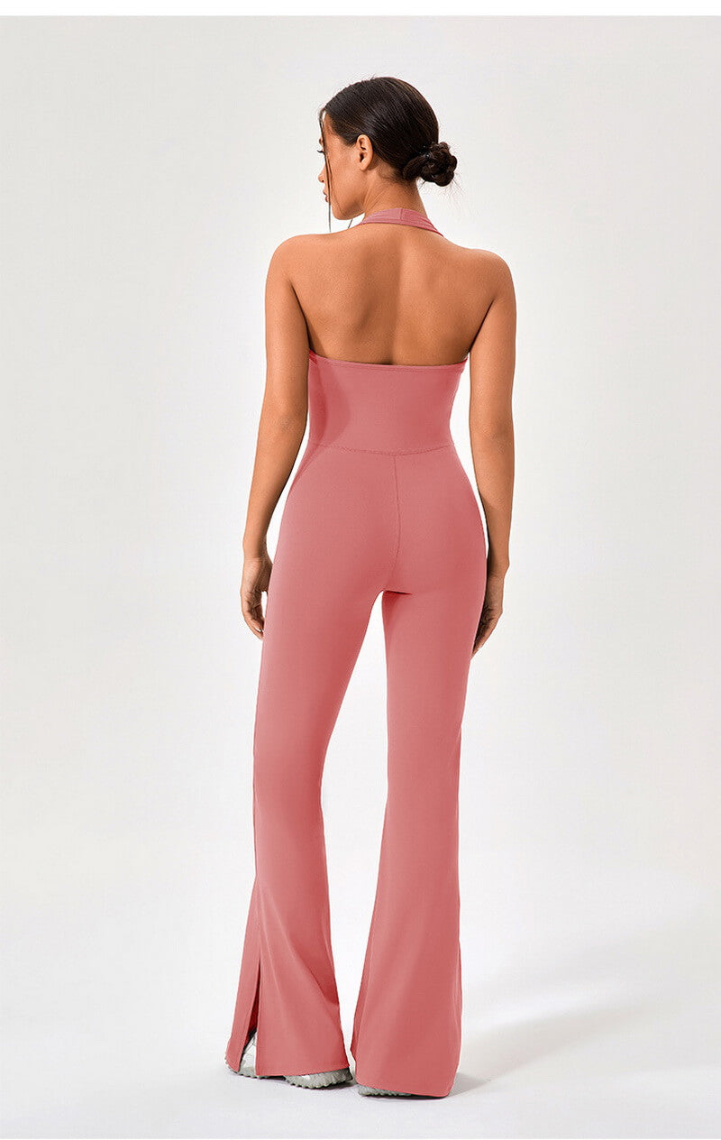 NURO Women's Naked Feel Bell Bottom Catsuit One-Piece Workout Jumpsuit