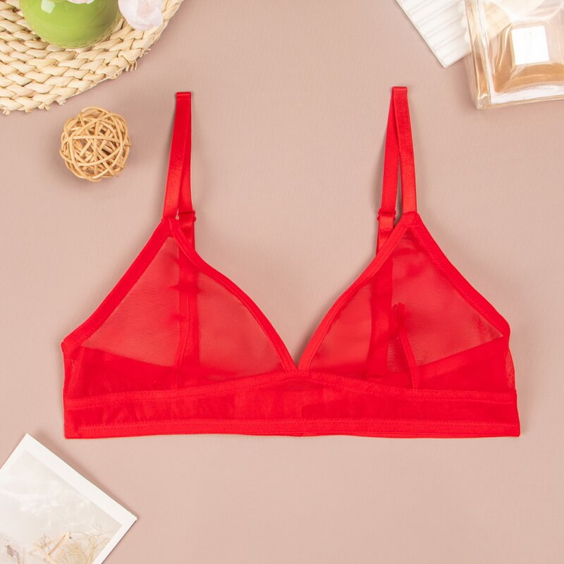 NURO Women's Non-Wired Bralette Triangle Bra with Sheer Mesh, Ultra-Thin Seamless Underwear for Wholesale