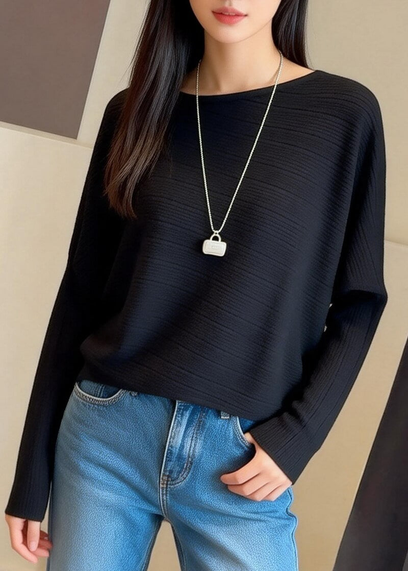 NURO Women's Off-Shoulder Batwing Sleeve Knit Top, Casual Loose Fit Sweater for Everyday Wear