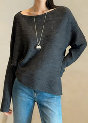 NURO Women's Off-Shoulder Batwing Sleeve Knit Top, Casual Loose Fit Sweater for Everyday Wear