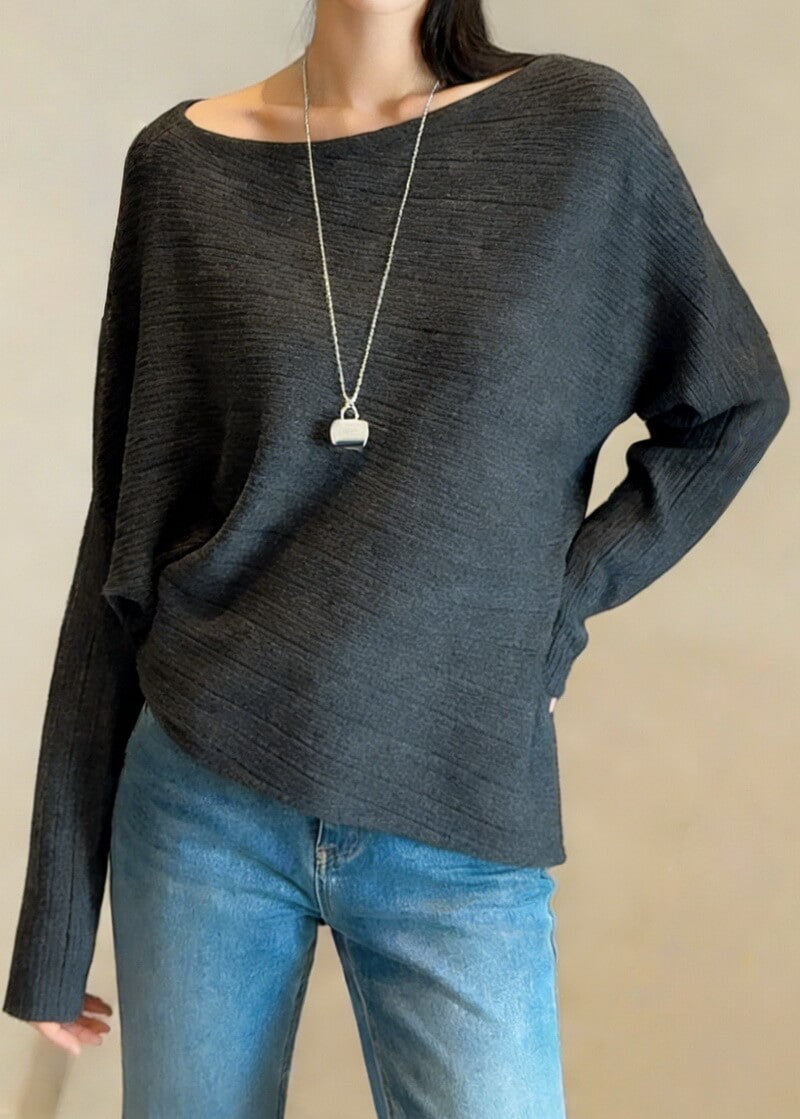 NURO Women's Off-Shoulder Batwing Sleeve Knit Top, Casual Loose Fit Sweater for Everyday Wear