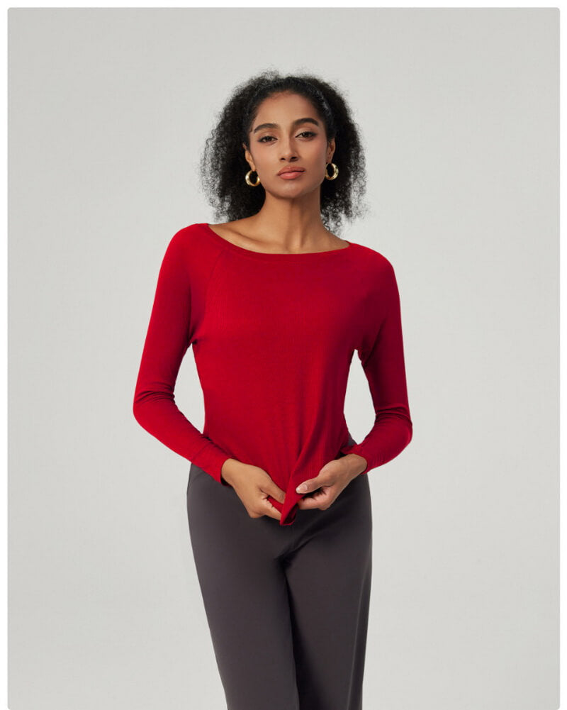 NURO Women's Off-Shoulder Modal Long Sleeve Top