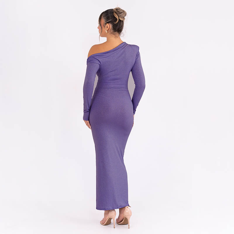 NURO Women's Off Shoulder Bodycon Long Sleeve Ruffle Mermaid Long Dress