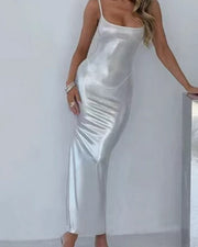 NURO Women's Off Shoulder Bodycon Midi Dress - Backless Sleeveless Slip Dress, Sexy Evening and Party Gown