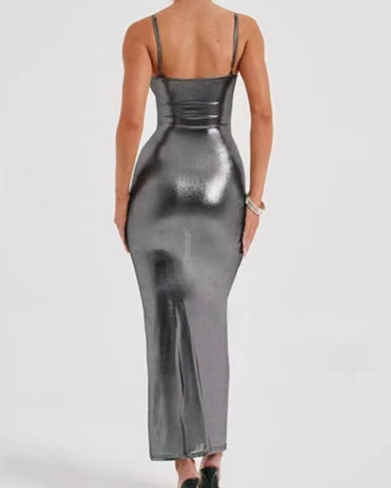 NURO Women's Off Shoulder Bodycon Midi Dress - Backless Sleeveless Slip Dress, Sexy Evening and Party Gown