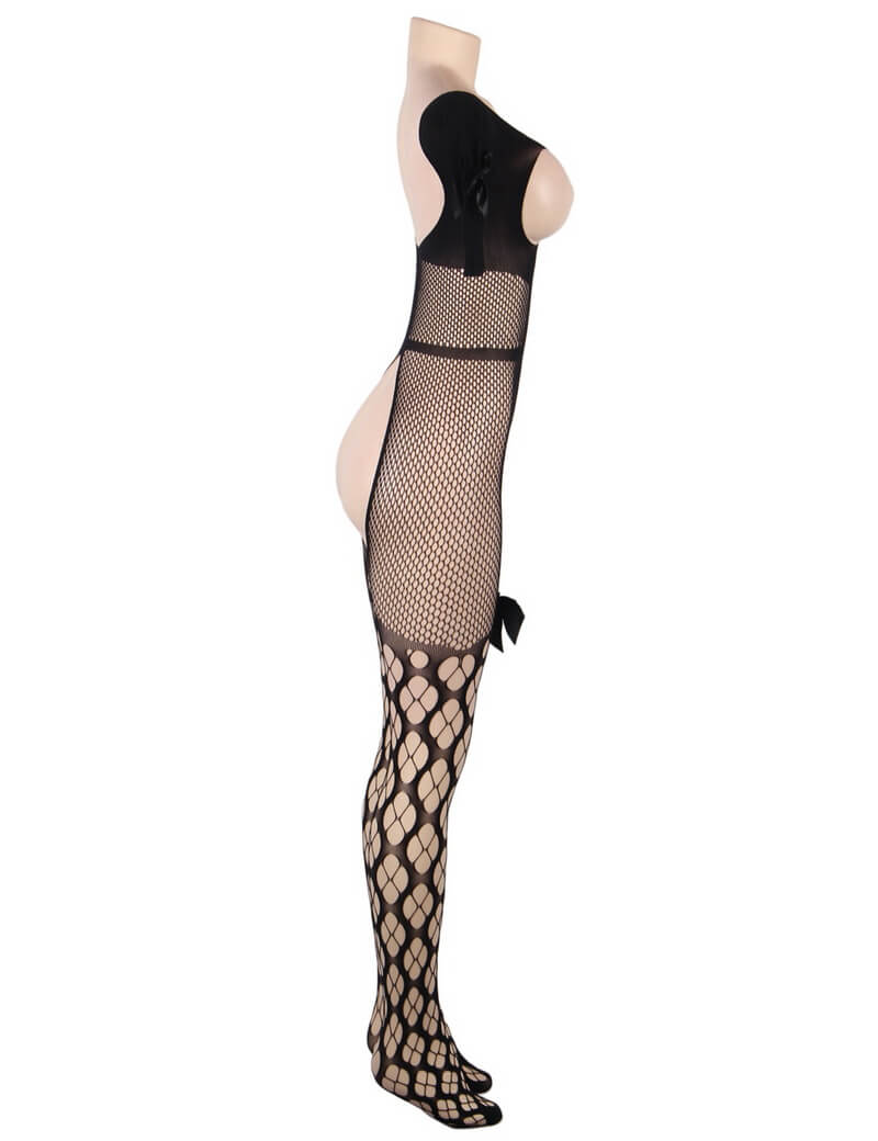 NURO Women's Off Shoulder Fishnet Bodystocking