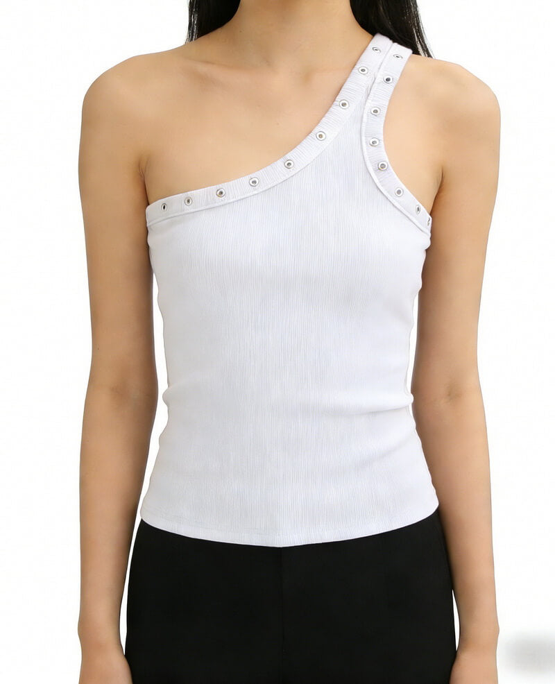 NURO Women's One Shoulder Top, Asymmetric Sleeveless Cami