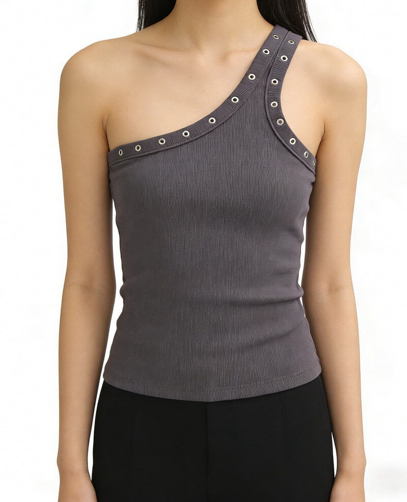 NURO Women's One Shoulder Top, Asymmetric Sleeveless Cami