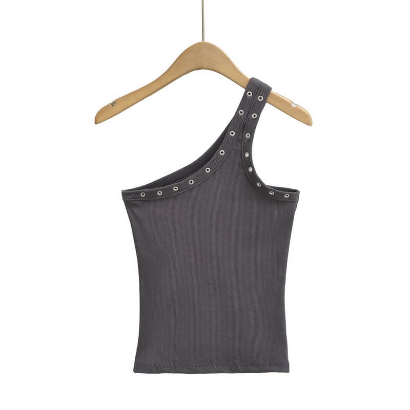 NURO Women's One Shoulder Top, Asymmetric Sleeveless Cami