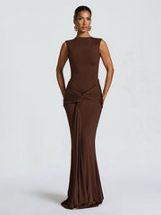 NURO Women's Open Back Sling Halter High Waist Bodycon Maxi Dress