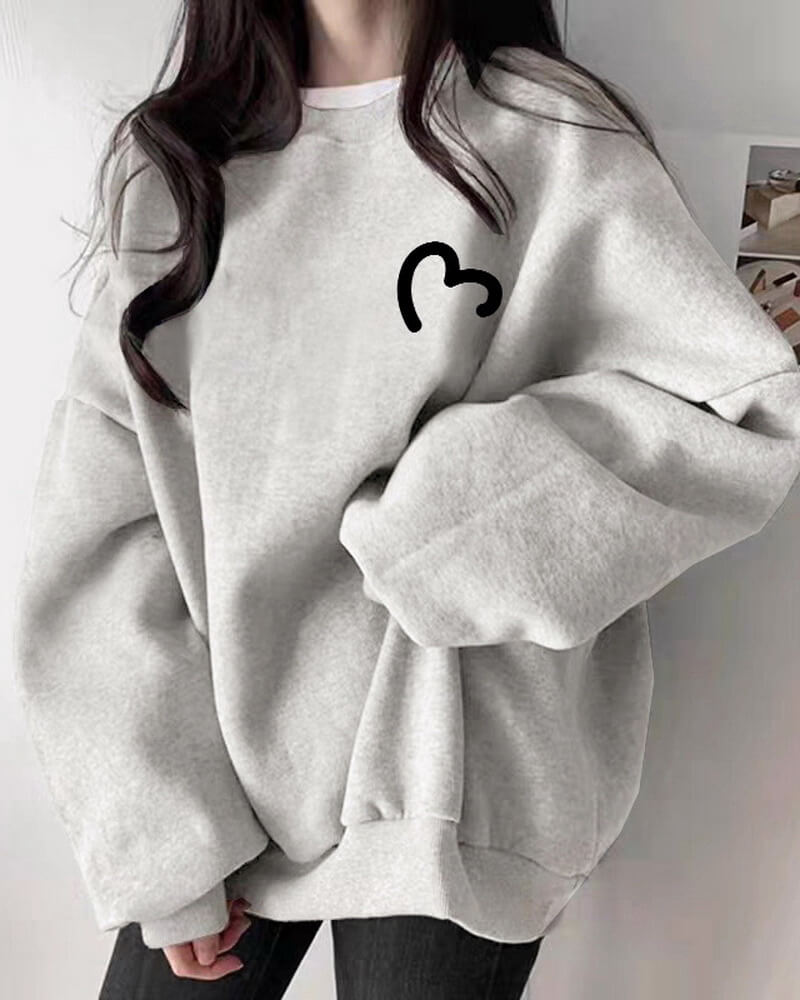 NURO Women's Oversized Crewneck Sweatshirt, Fleece Lined Long Sleeve Graphic Casual Pullover