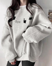NURO Women's Oversized Crewneck Sweatshirt, Fleece Lined Long Sleeve Graphic Casual Pullover