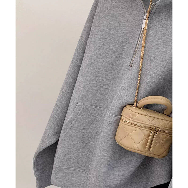 NURO Women's Oversized Fleece-Lined Hooded Pullover, Long Sleeve Half Zip Cartoon Graphic Sweatshirt