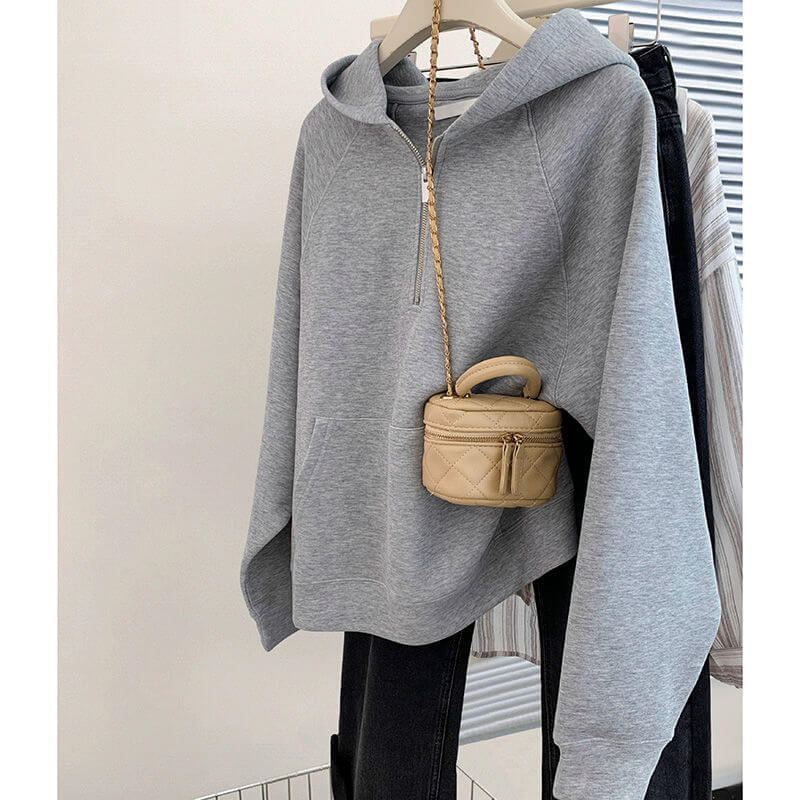 NURO Women's Oversized Fleece-Lined Hooded Pullover, Long Sleeve Half Zip Cartoon Graphic Sweatshirt
