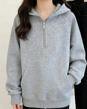 NURO Women's Oversized Fleece-Lined Hooded Pullover, Long Sleeve Half Zip Cartoon Graphic Sweatshirt