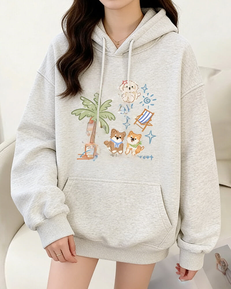NURO Women's Oversized Pullover Hoodie, Fleece Lined Long Sleeve Graphic Casual Sweatshirt