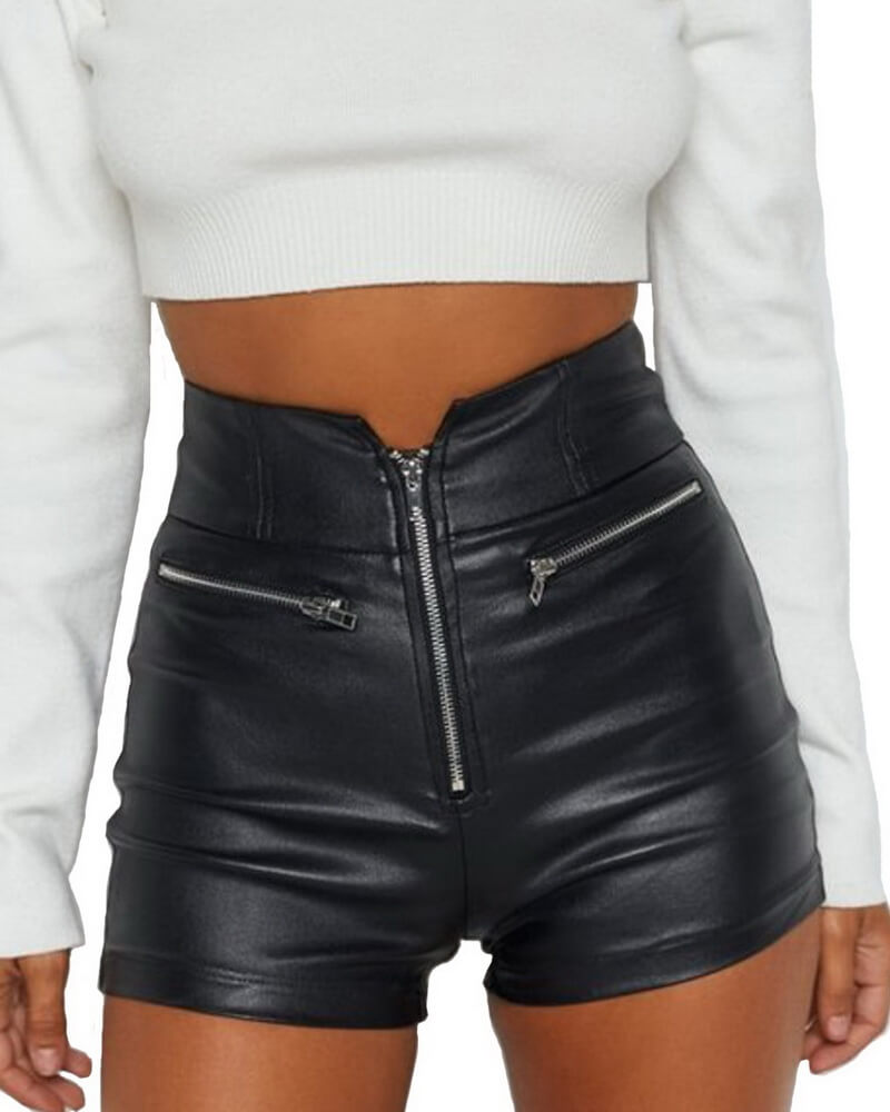 NURO Women's PU Leather Bermuda Shorts