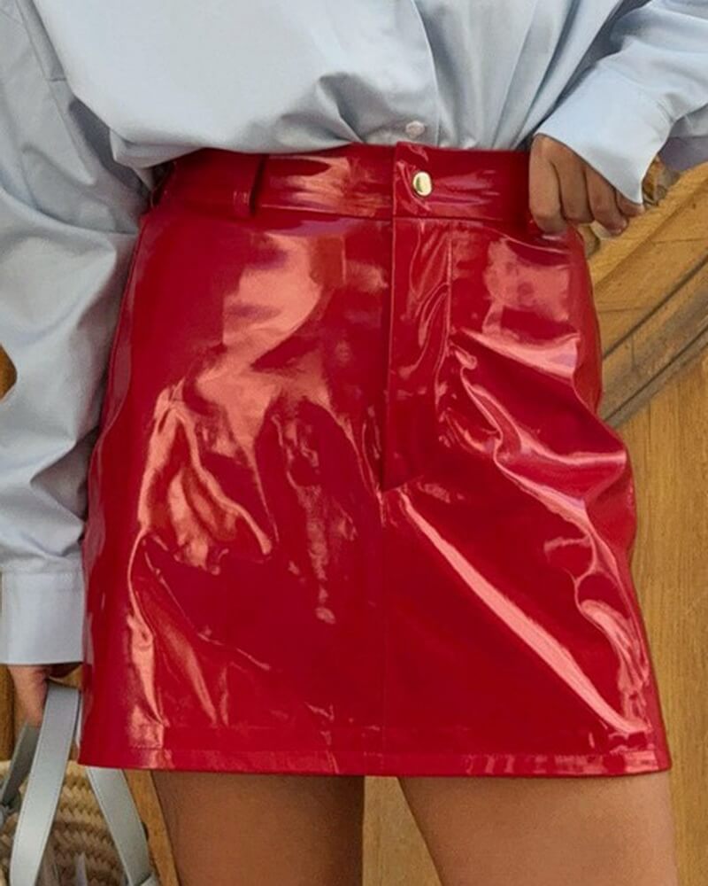 NURO Women's PU Leather Pencil Skirt - Bodycon Mini Skirt for Office and Night Out, Sexy Slim Fit Skirt