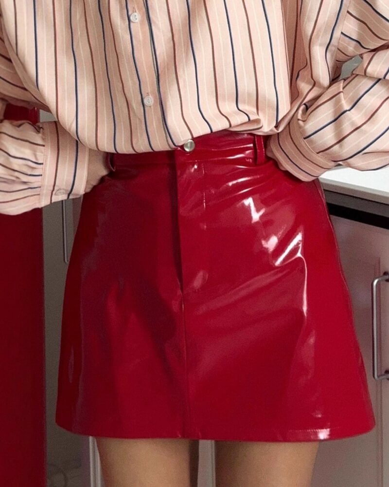 NURO Women's PU Leather Pencil Skirt - Bodycon Mini Skirt for Office and Night Out, Sexy Slim Fit Skirt