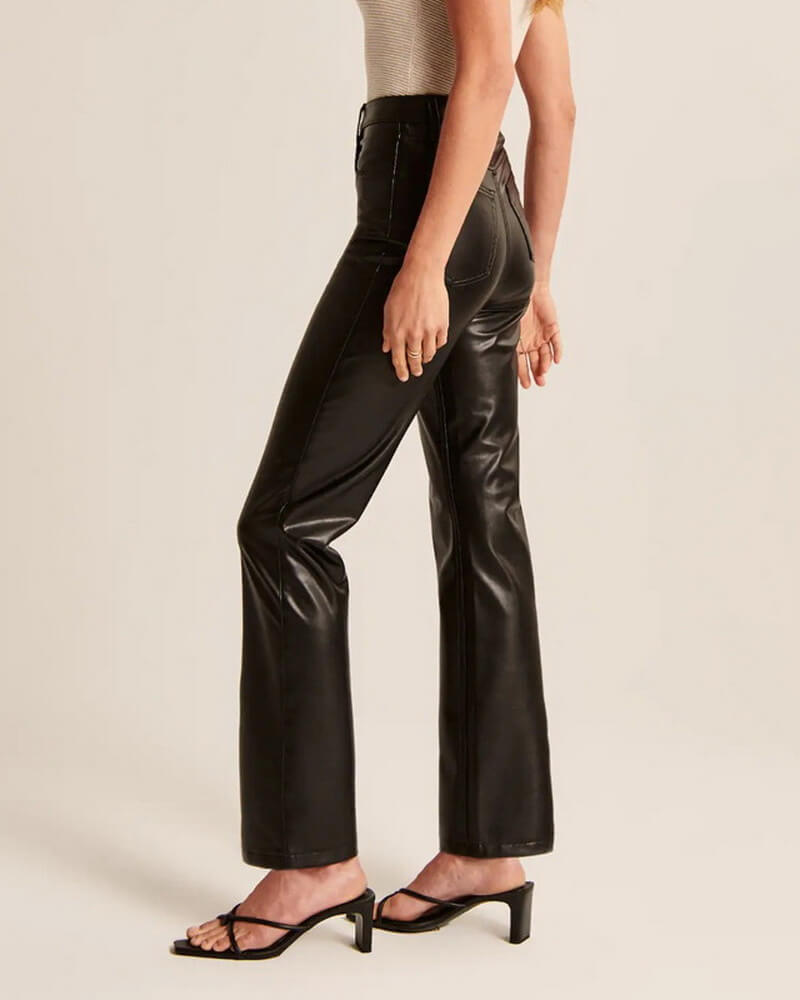 NURO Women's PU Leather Straight-Leg Trousers