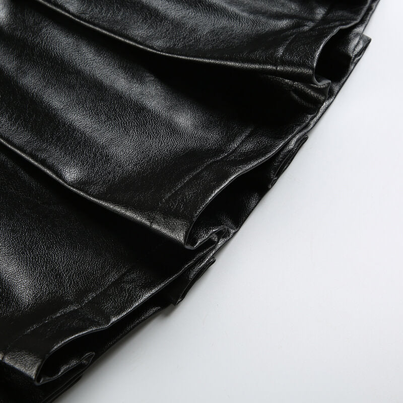 NURO Women's PU Leather Studded Pleated Skirt | Sexy Streetwear Mini Skirt | Zipper Detail Bodycon Skirt