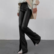 NURO Women's PU Leather Wide Leg Pants High Waist Flared Trousers