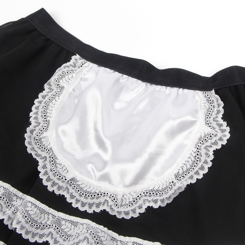 NURO Women's PU Leather & Mesh French Maid Costume Set with Garters