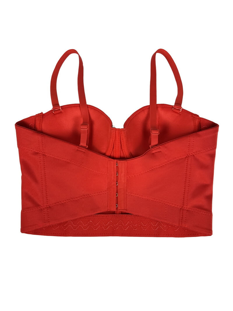 NURO Women's Pearl and Rhinestone Festive Underwire Bustier Top