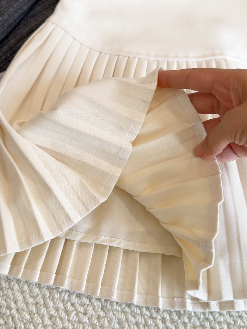 NURO Women's Plaid Wool Blend Pleated Skirt – High Waist A-Line Mini Skirt