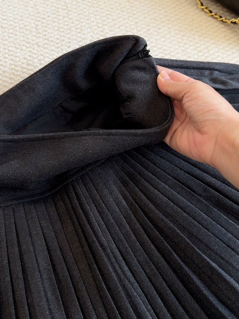 NURO Women's Plaid Wool Blend Pleated Skirt – High Waist A-Line Mini Skirt