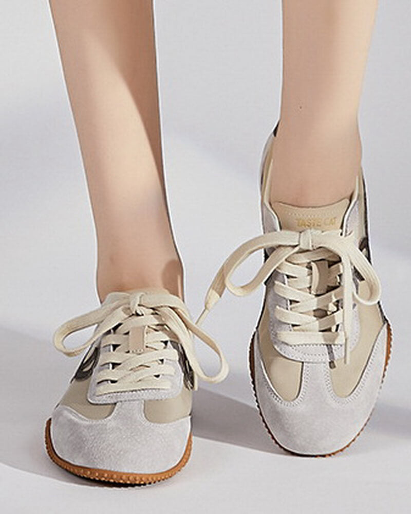 NURO Women's Platform Retro Running Shoes Casual Lace-Up Sneakers