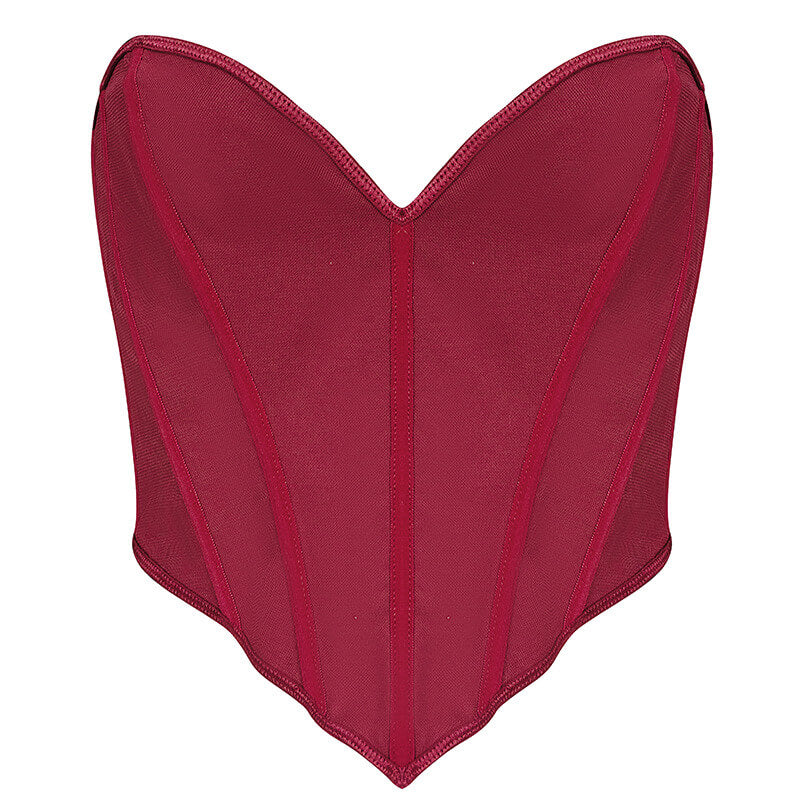 NURO Women's Plunge Front Lace-Up Corset Top