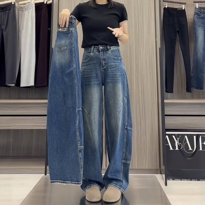 NURO Women's Plus Size Wide Leg Jeans High Waist Relaxed Fit Denim Pants
