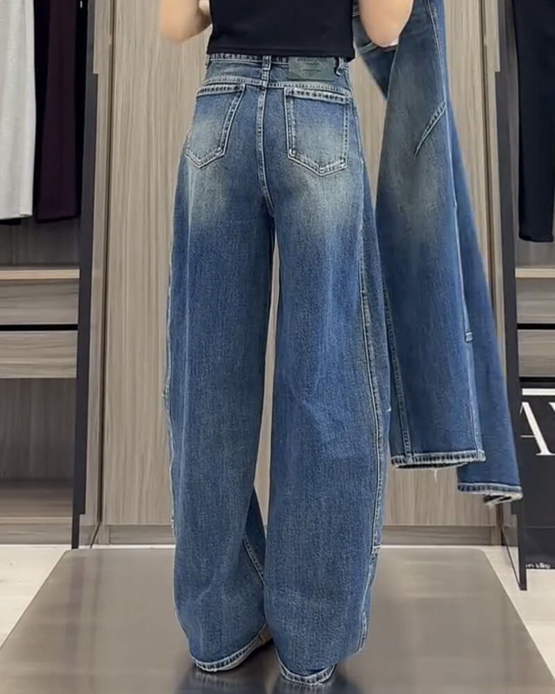 NURO Women's Plus Size Wide Leg Jeans High Waist Relaxed Fit Denim Pants