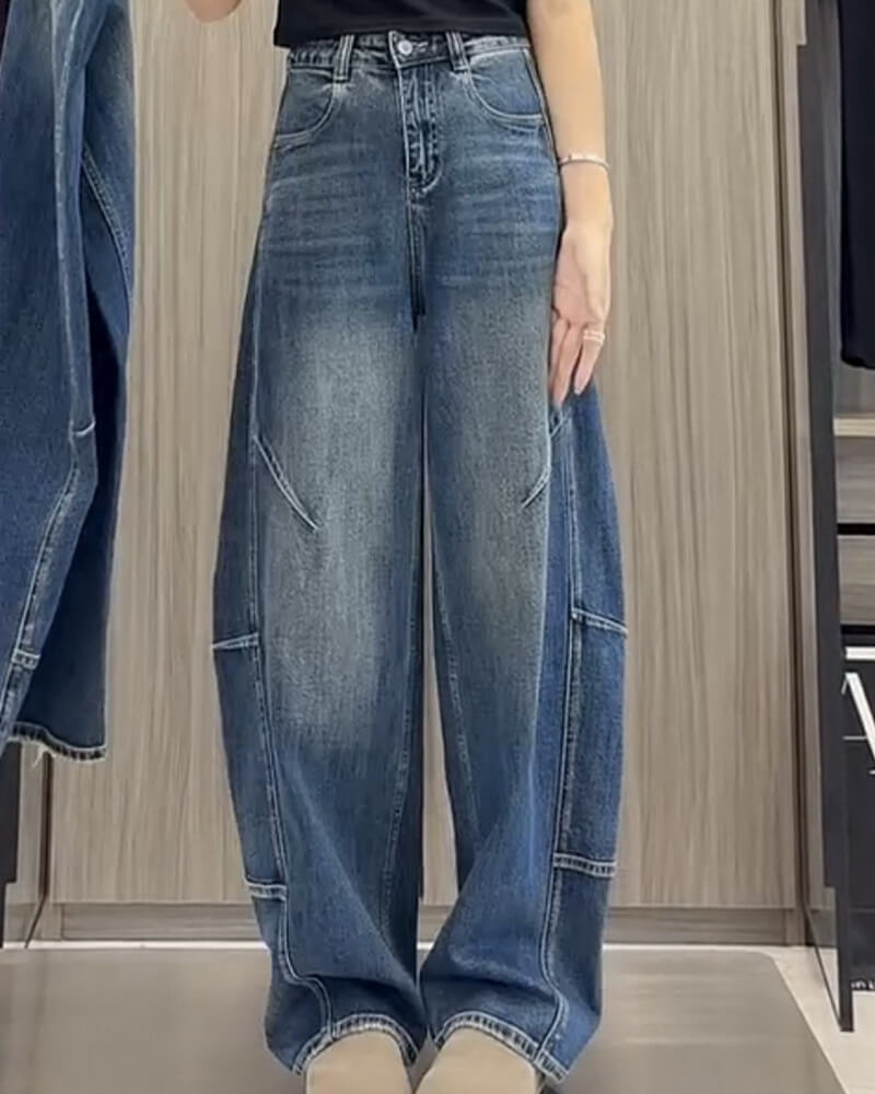 NURO Women's Plus Size Wide Leg Jeans High Waist Relaxed Fit Denim Pants